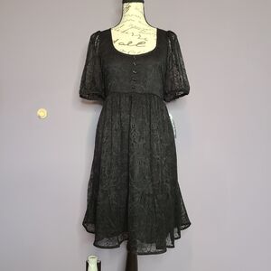 Modcloth Witchy Black Lace Baby Doll Dress